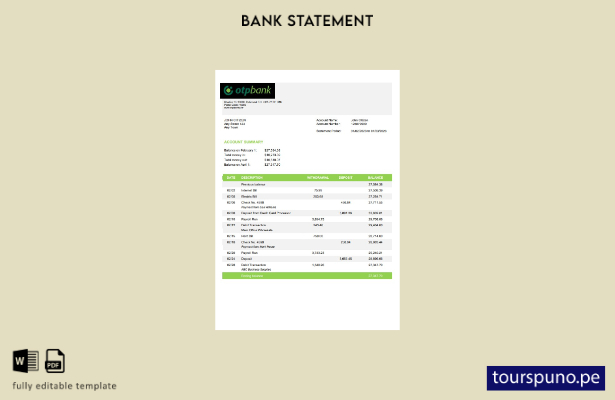 listo para imprimir plantilla de versión en Word del extracto bancario OTP de Cr
